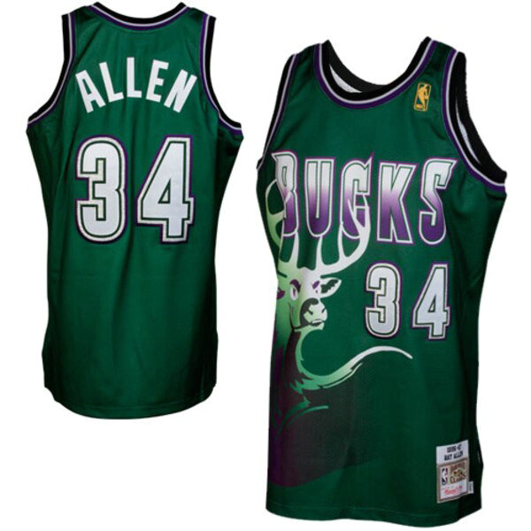 Maillot nba Milwaukee Bucks 1996-1997 Homme Ness Ray Allen 34 Vert